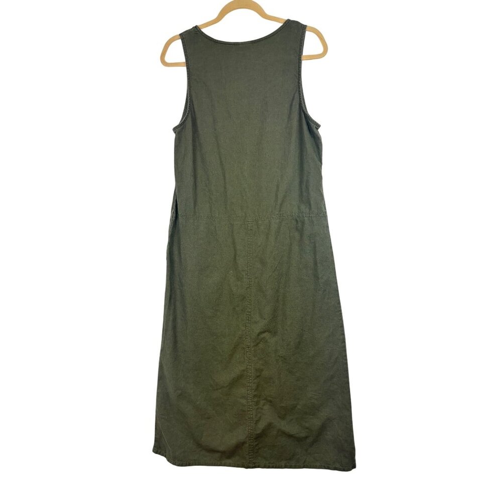 White Stag S Olive Green Linen Cotton Sleeveless Maxi Dress Boho Cottagecore - Picture 3 of 3